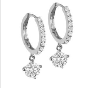 New Swarovski Crystal Hoop with 1 Carat Drop Earrings